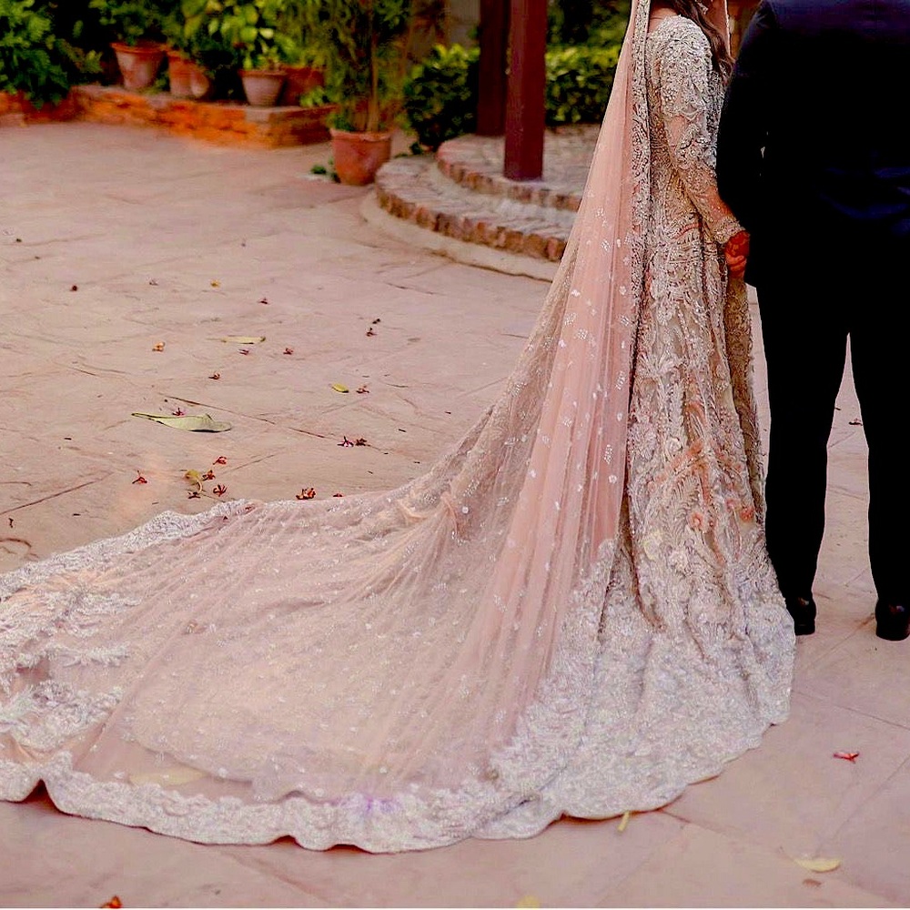 Pakistani Bridal outfit Suffuse with veil